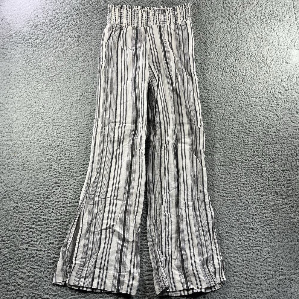 Cloth & Stone Anthropologie Pants Womens XS White Wide Leg Stripe Fits 25x30